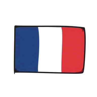 hand-drawn doodle style French flag with blue, white, and red vertical stripes sticker