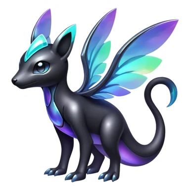 Modern futuristic Iridescent black dark fakemon-creature sticker