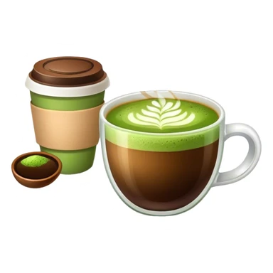 1 cup Coffee near 1 cup matcha sticker