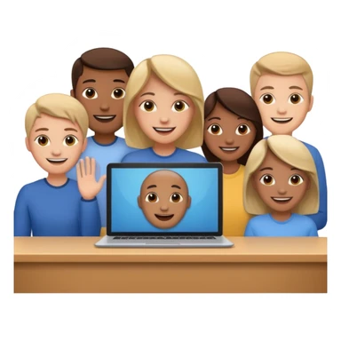 video meeting via laptop smiling people  sticker