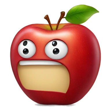 Red apple with a face sticker