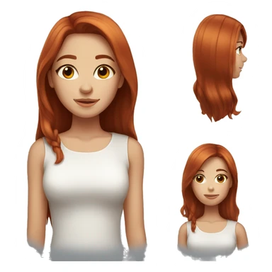 Very beautiful red-haired girl with brown eyes, straight hair sticker