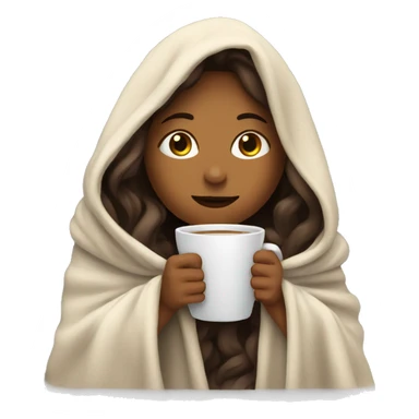 girl inside a blanket sipping coffee eyes closed sticker