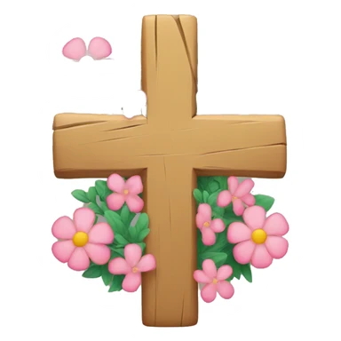 cross with flowers wrapped around sticker