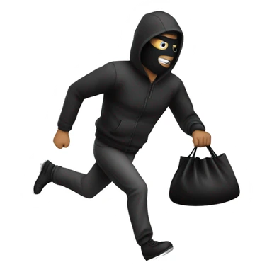 robber running to the left holding a black bag sticker