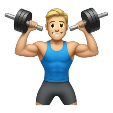 blue sweater with smiling guy workout in gym sticker