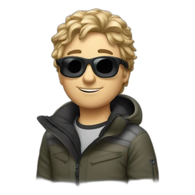 Un garçon blanc ,à das lunettes de ski, il a les cheveux noirs sticker