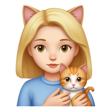 A girl holding a cat sticker