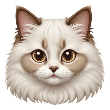 cinematic-adorable-big-eyed-fluffy-white brown-ragdoll-cat-portrait-emoji,-head-tilted-playfully-with-a-sweet-expression,-fluffy-white brown-fur,-simplified-yet-irresistibly-cute-features-with-large,-expression, sticker