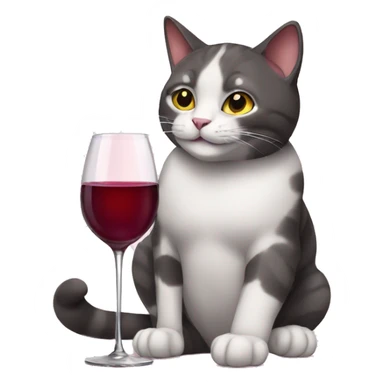A cat with a glass of wine in his paw sticker