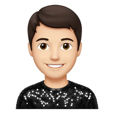 Colin Brittain from Linkin Park with dark brown hair, light skin, black sequin outfit sticker