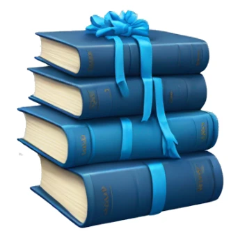 blue books stacked up and tied together with a blue bow  sticker