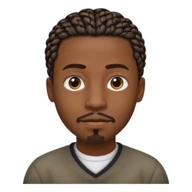 Hazme un emoji de un hombre negro con trenzas cortas, pero no tanto y una pequeña perilla sin bigote sticker