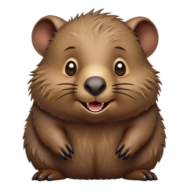 Cinematic Comical Wombat Portrait Emoji, Head tilted dramatically with an exaggeratedly amused expression, featuring a striking, glossy shaggy brown fur with bold textures and wide, expressive eyes filled with playful disbelief, Simplified yet hilariously expressive features, highly detailed, glowing with a slightly sassy glow, high shine, dramatic yet playful, stylized with an air of cheeky bush mischief, bright and endearing, soft glowing outline, capturing the essence of a spirited and over‐the‐top wombat, so meme‐worthy it feels like it could snort its way into internet fame instantly! sticker