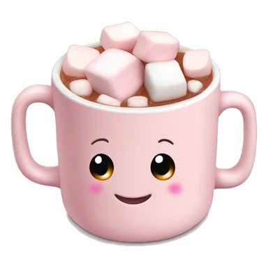 Light Pink mug of hot chocolate with marshmallows  sticker