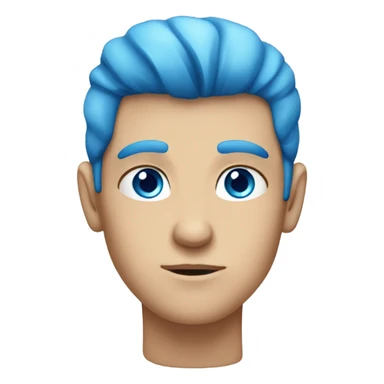 Serious Caucasian boy with blue eyes and blue hair sticker