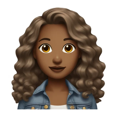 Curvy brown skin girl with wavy hair big light brown eyes denim outfit  sticker
