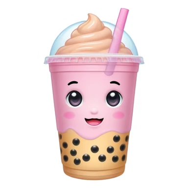 cute bubble tea character with sparkly eyes, glossy effect, pastel palette, bold outline, transparent background, kawaii aesthetic, no emoji icons, no emoji faces, 4k sticker
