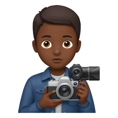 young boy cameraman hold a camera, dark kin sticker