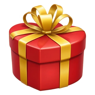 Cute kawaii sparkly shiny glossy romantic aesthetic Heart-shaped red gift box present with yellow wrapping sticker