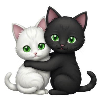 a black kitty hugging a white kitty sticker