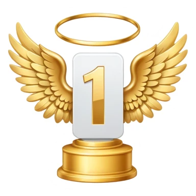 1st place award (number) decorated with angel wings golden sticker