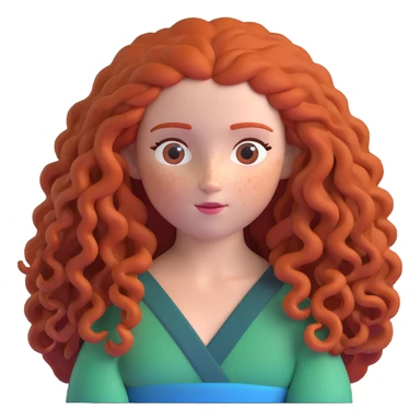 Merida from Brave with extremely long wild curly red hair and face completely covered with freckles sticker
