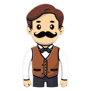 The neighbor character from Hello Neighbor game with mustache and vest sticker