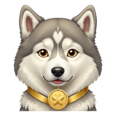 Husky dog with a gold medal sticker