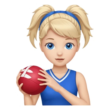 football cheerleader, holding a cheering ball, blue sticker