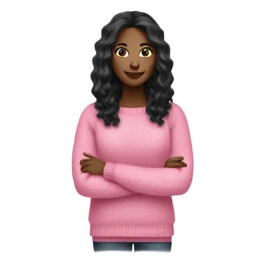Black long hair women pink sweater sticker