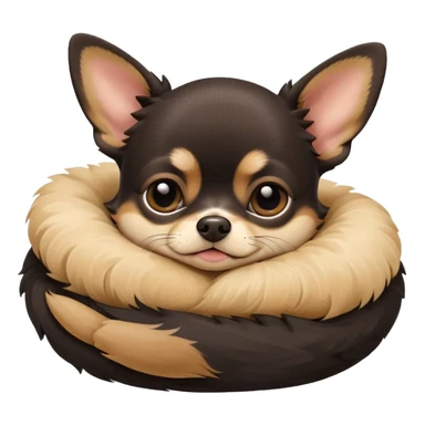 A high-resolution photo-realistic digital illustration of a cute black and tan chihuahua with big eyes shut sleeping lazily. sticker