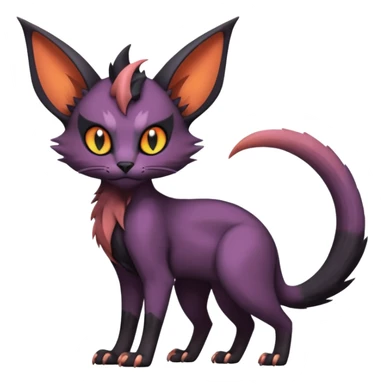 Black edgy Noivern-Noibat-Purloin-Torracat-Lykoi-Caracal-cat-Fakemon-fusion-hybrid-creature with scale markings sticker