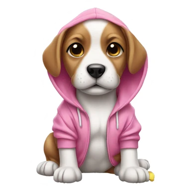Puppy with pink hoodie sticker