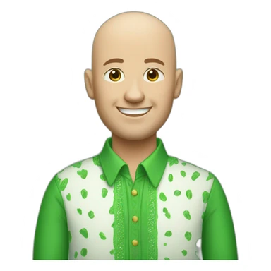 Bald happy white man with green fancy shirt sticker
