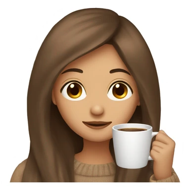 A girl with brown straight hair who is cozy sipping coffee sticker