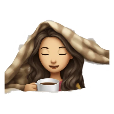 girl brunette inside a blanket sipping coffee eyes closed sticker