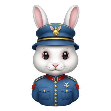 white rabbit with soldier costume sticker