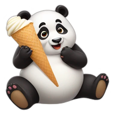 Chubby Panda eating ice cream  sticker