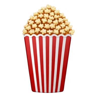 minimalist sweet popcorn emoji style, red and white popcorn box, caramel popcorn sticker