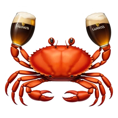 A crab holding a guiness sticker