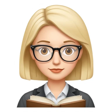 teacher with glasses and book sticker