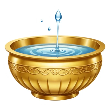 ornate gold bowl top view with water inside sticker