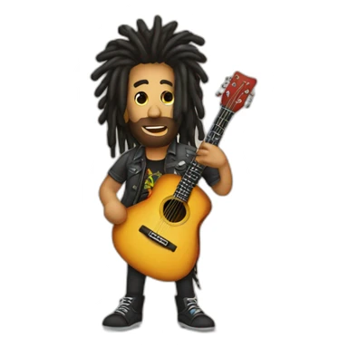 Dreadlocks Mohawk emoji with guitar sticker