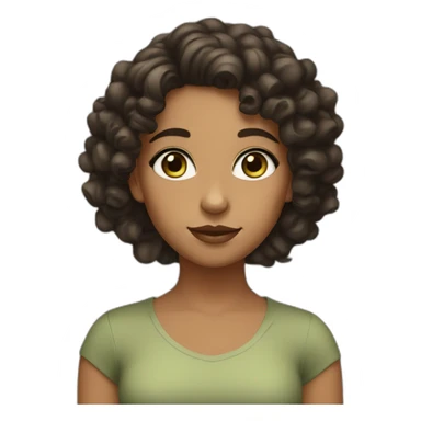 Tan girl with dark curls and sage greeb eyes sticker