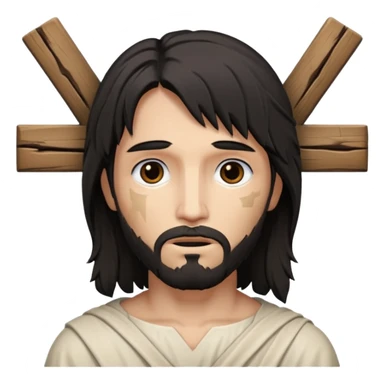 jesus-body-on-the-cross, with black edgy  Emo hair sticker