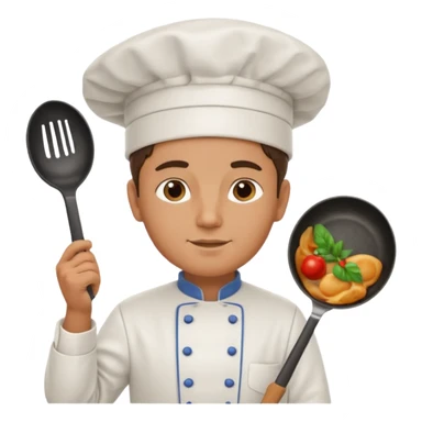 a chef is holding a pan sticker