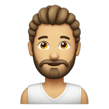 man a bun hairstyle and a beard at a laptop sticker