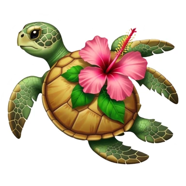 Sea turtle with a hibiscus flower sticker