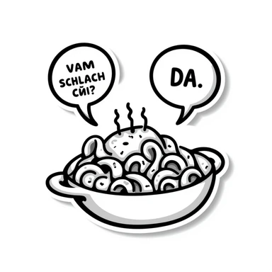 sticker of pasta covered with a huge amount of cheese, looks very appetizing, with dialogue text: 'вам сколько сыра?' - 'да.' in Russian sticker